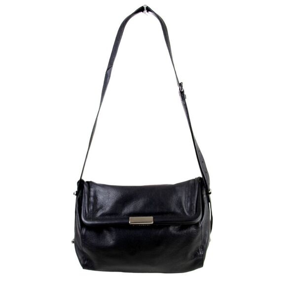 Leifsdottir BLACK GENUINE LEATHER FLAP FRAME CROSSBODY HANDBAG SHOULDER BAG - Picture 1 of 16